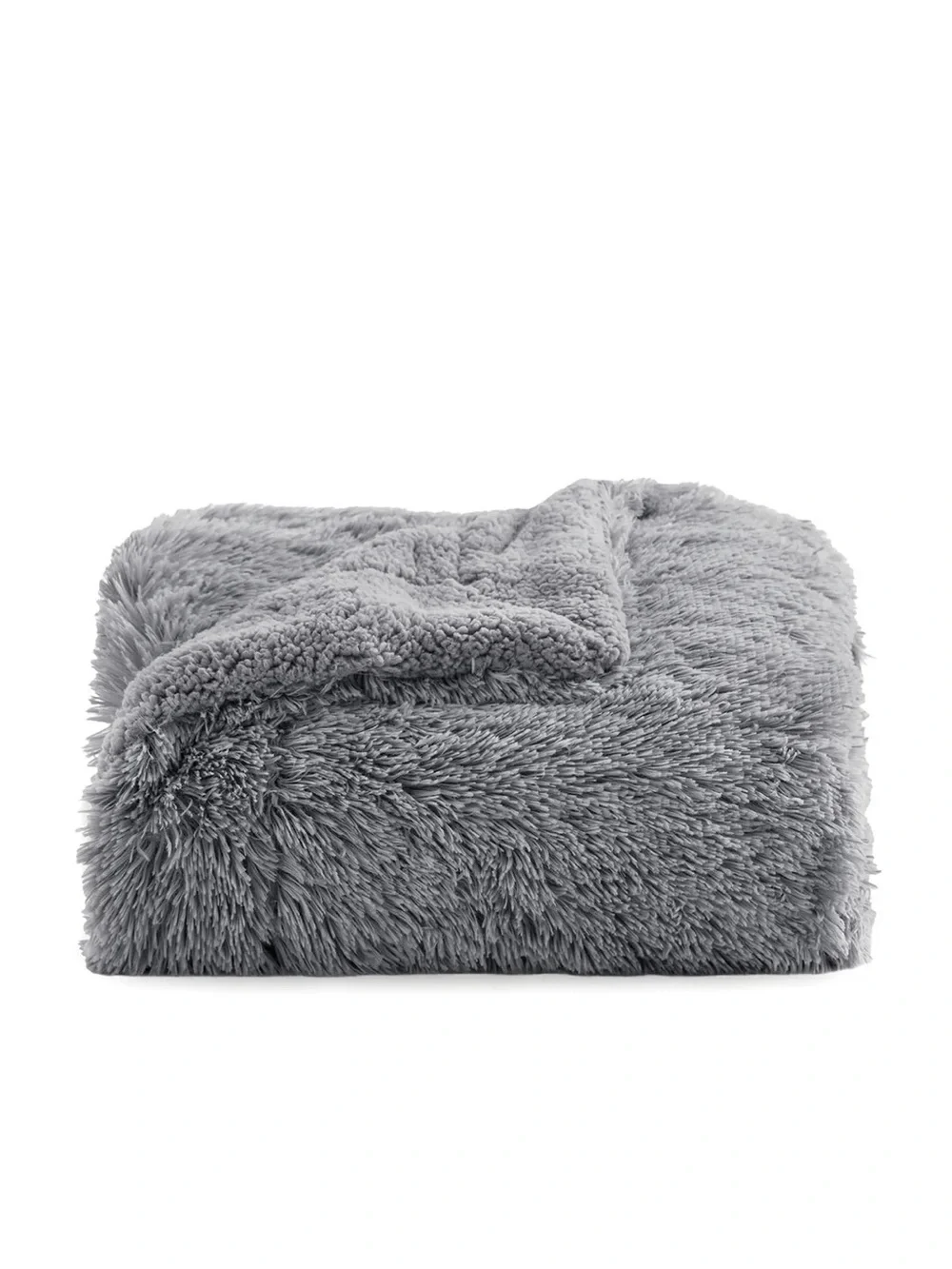 Luxury Grey Plush faux fur Throw Blanket